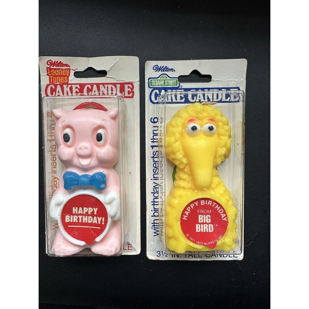 Vintage Wilton Birthday Novelty Candles Porky Pig Big Bird 1970’s